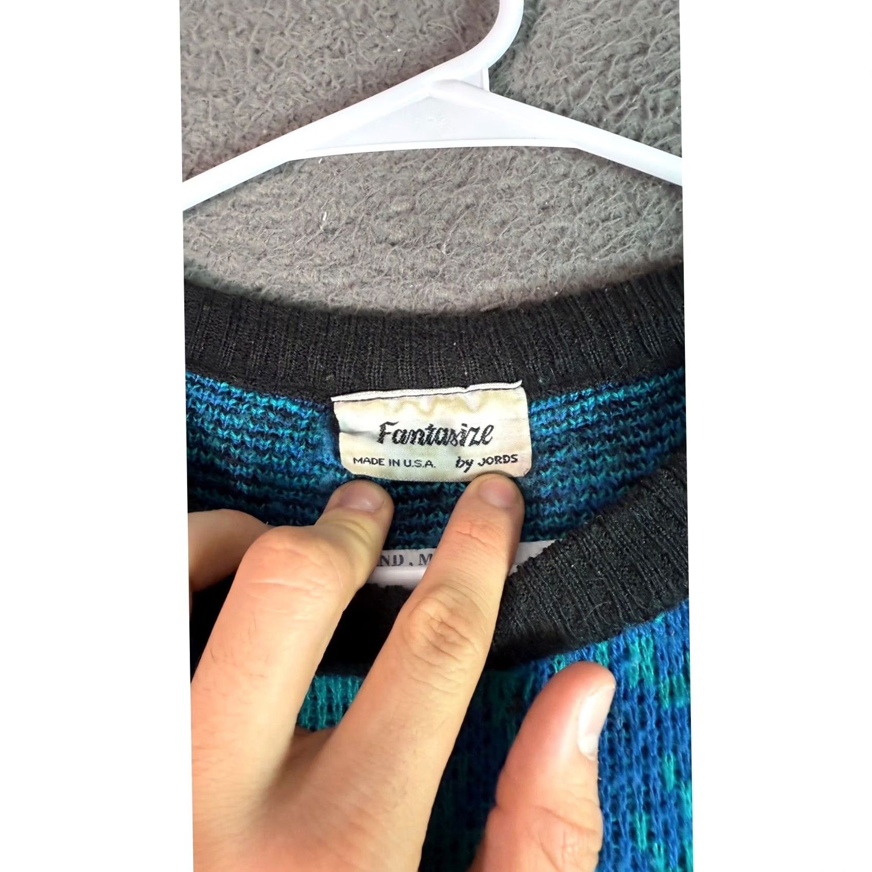 Vintage VINTAGE Fantasize by Jords Sweater Crewneck Blue Floral Rose Knit Mens S USA Made 1980s Size US S / EU 44-46 / 1 - 2 Thumbnail