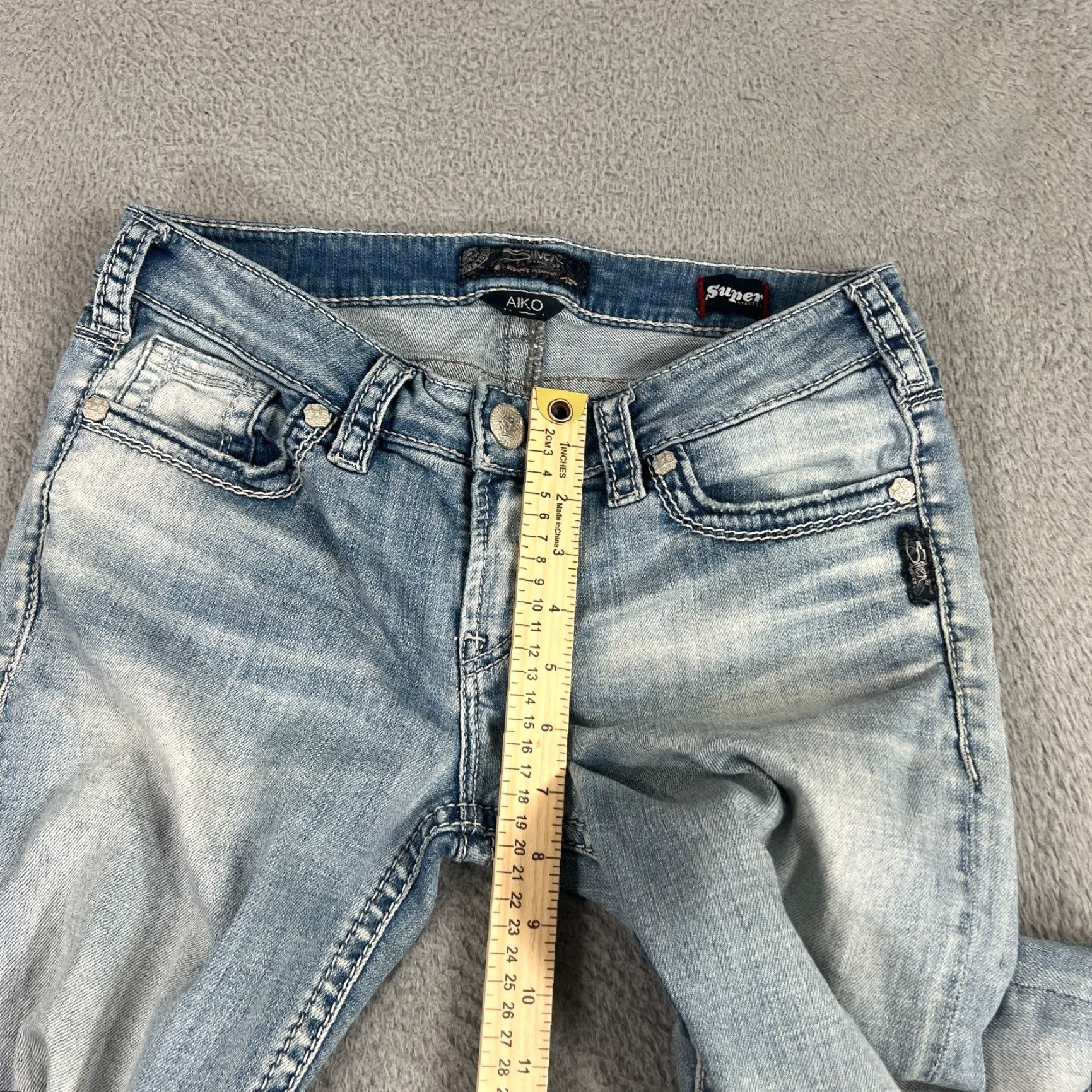 Silver Jeans Co. VINTAGE Silver Jeans Womens Cropped Jeans Aiko Mid Rise Stretch Paisley Blue 29 Size 29" - 5 Thumbnail