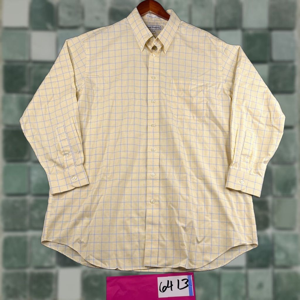 Vintage Paul Fredrick Shirt 17.5 Yellow Check Casual Button Up Long Sleeve Mens Size US XXL / EU 58 / 5 - 1 Thumbnail