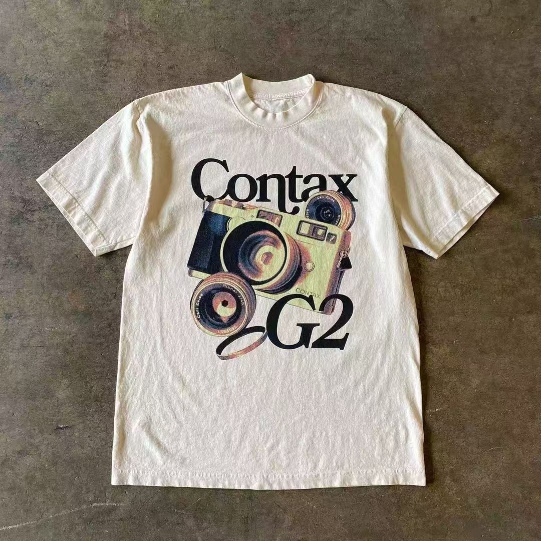 Vintage White washed retro camera print t-shirt Size US L / EU 52-54 / 3 - 1 Thumbnail