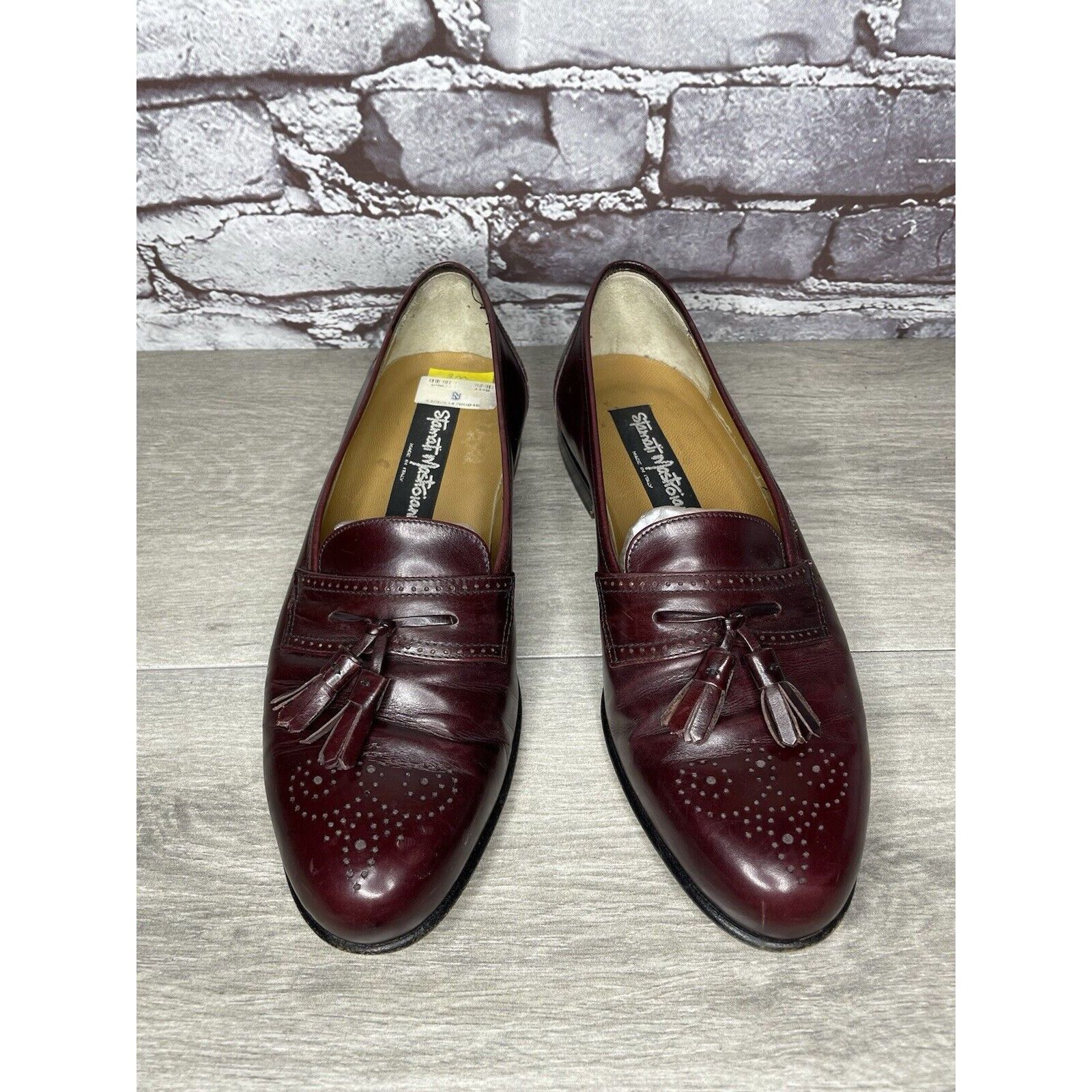Other Stamati Mastroianni Burgundy Leather Wingtip Tassel Loafers Size US 8 / EU 41 - 11 Thumbnail