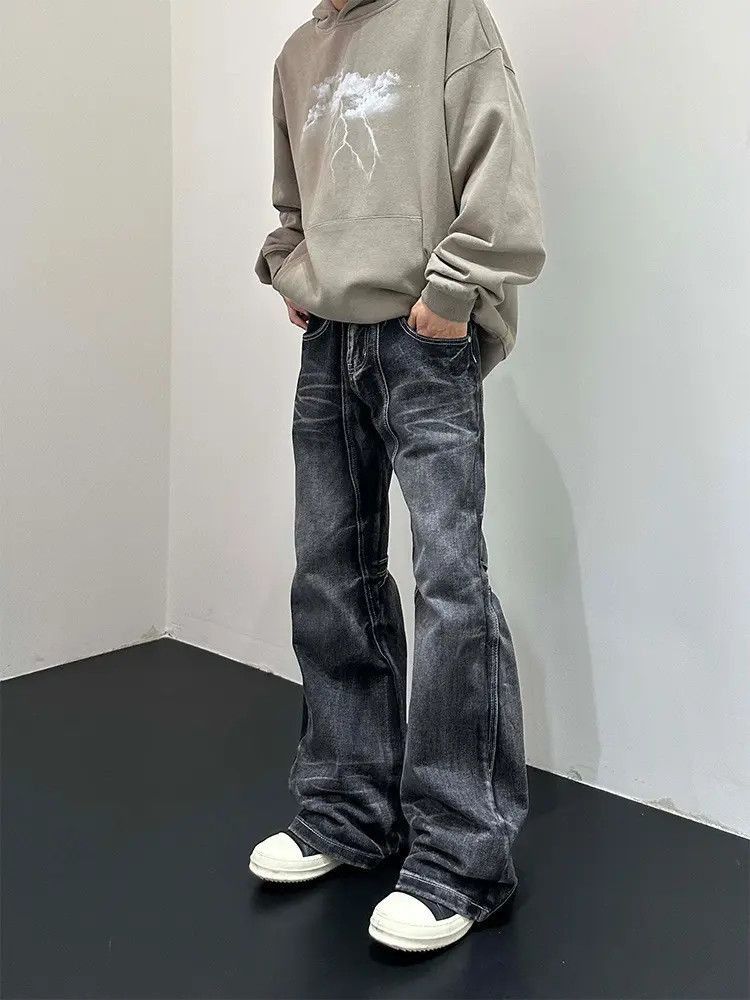 Japanese Brand Retro loose fitting patchwork micro flared jeans Size US 32 / EU 48 - 6 Thumbnail