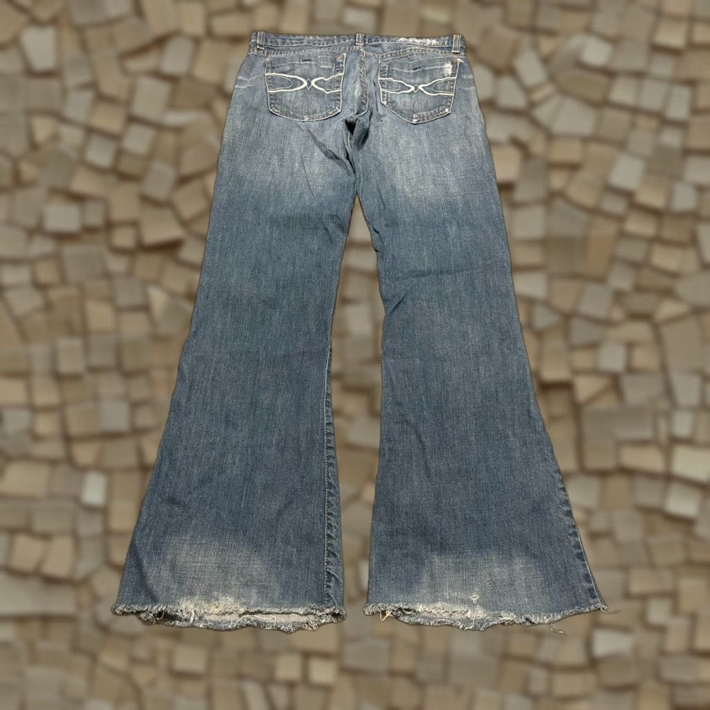 Flux Lux Jeans Women's 30 Blue Denim Wide-Leg Frayed Hem Pockets Vintage No? (Oops) Size 30" / US 8 / IT 44 - 1 Thumbnail