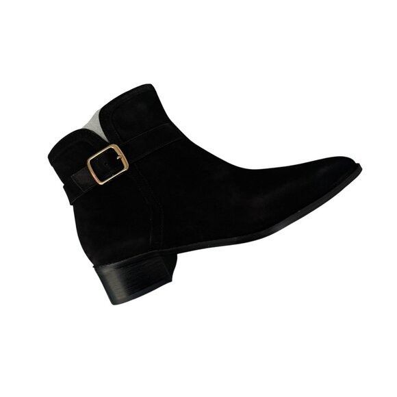 Cole Haan Cole Haan Womens Black Suede Side Zip Up Norella Buckle Ankl Size US 7.5 / IT 37.5 - 4 Thumbnail