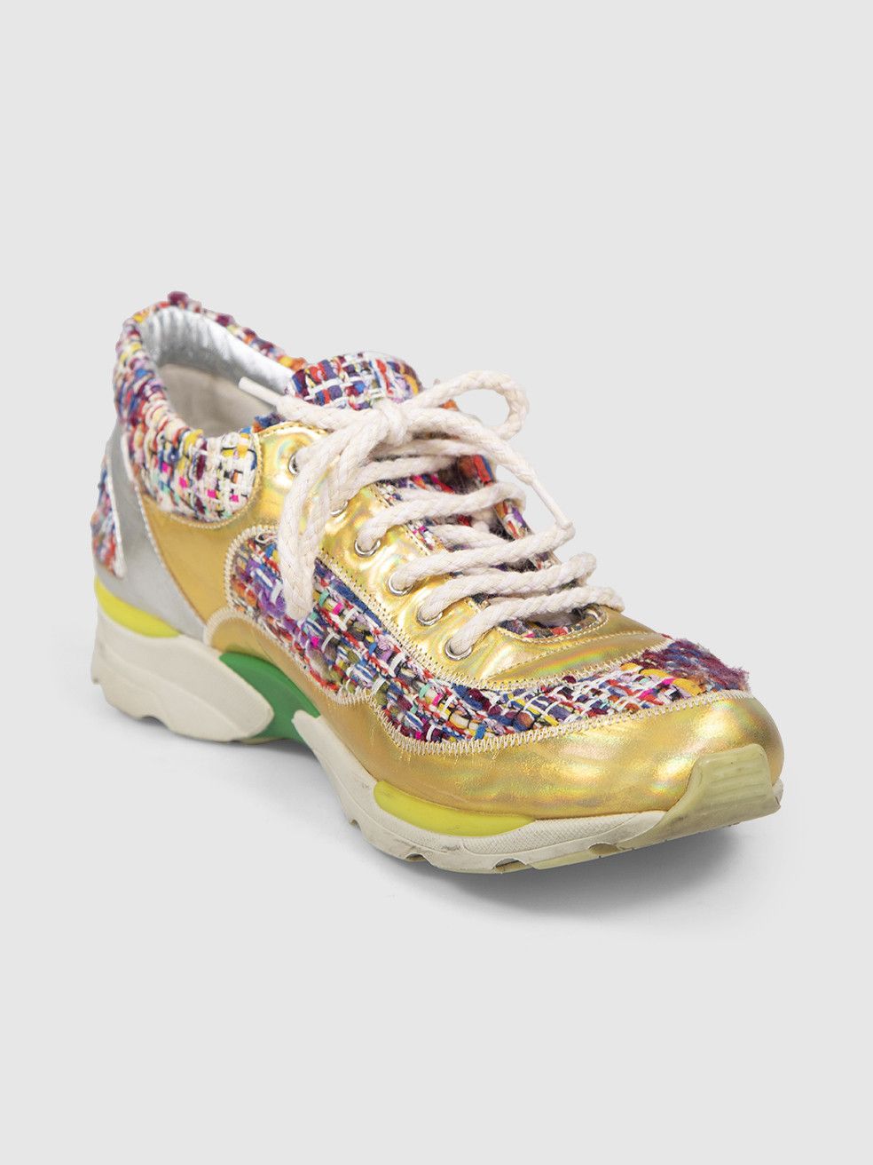 Chanel Tweed Holographic Trainers Size US 7.5 / IT 37.5 - 1 Thumbnail