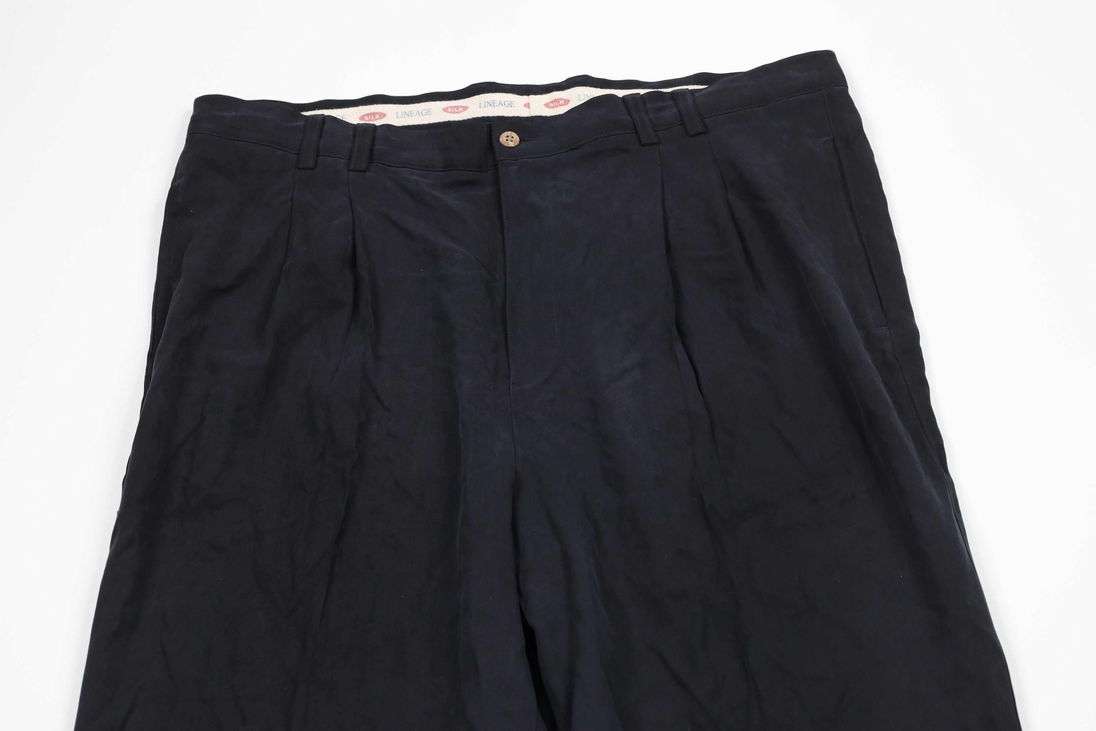 Vintage Vintage 90s Streetwear Wide Leg Herringbone Silk Pants Size US 40 / EU 56 - 2 Thumbnail