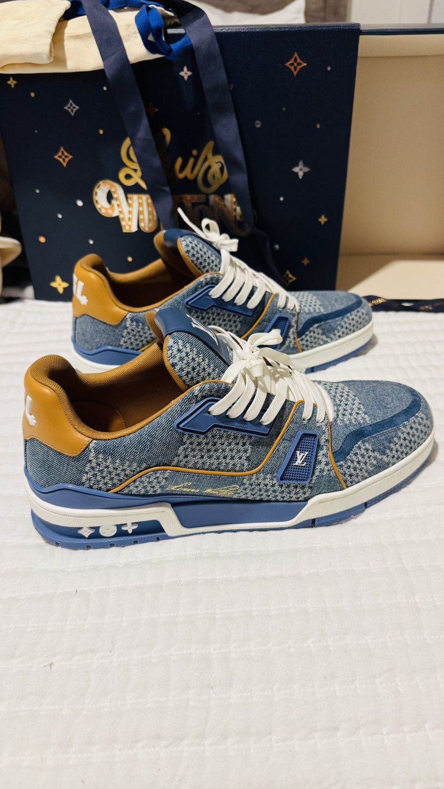 Louis Vuitton Blue Damier 3D Denim Louis Vuitton Trainer Size US 8.5 / EU 41-42 - 3 Thumbnail