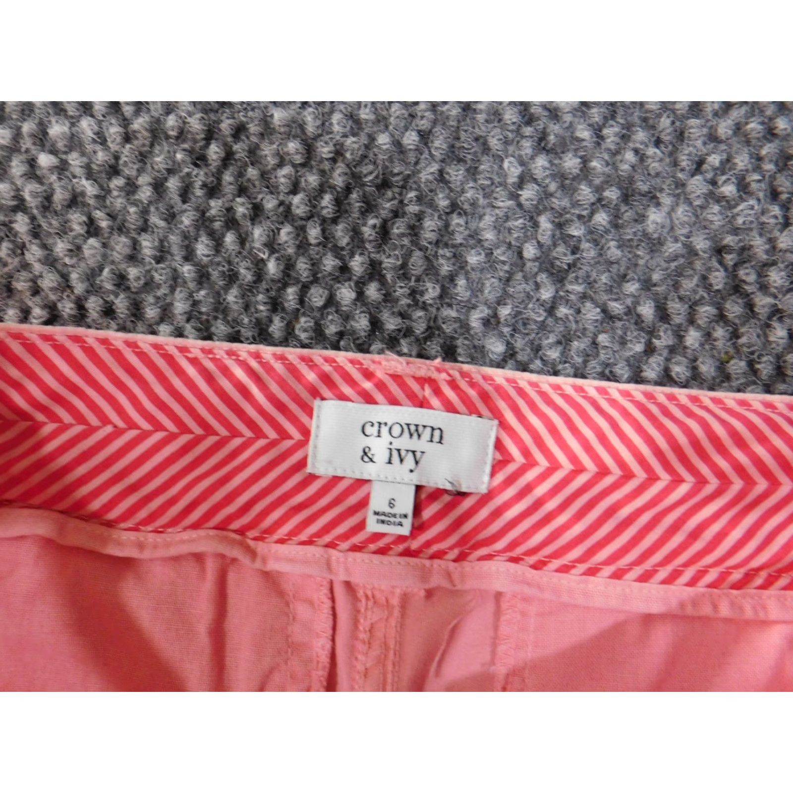 Vintage Crown & Ivy Pants Ladies 6 Pink Straight Chino Casual Regular Inseam 24 in Cotton Spandex Knit Size 28" / US 6 / IT 42 - 4 Thumbnail