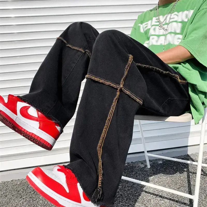 Japanese Brand Retro loose wide leg patchwork fringed jeans Size US 30 / EU 46 - 5 Thumbnail