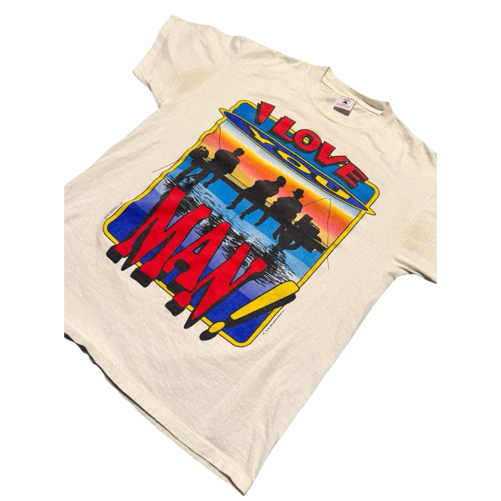 Delta VINTAGE Bud Light "I Love You Man" Beer Promo Budweiser 1996 T Shirt Large 90s Mens White Cotton Crew Neck Short Sleeve Graphic Print Size US L / EU 52-54 / 3 - 4 Thumbnail
