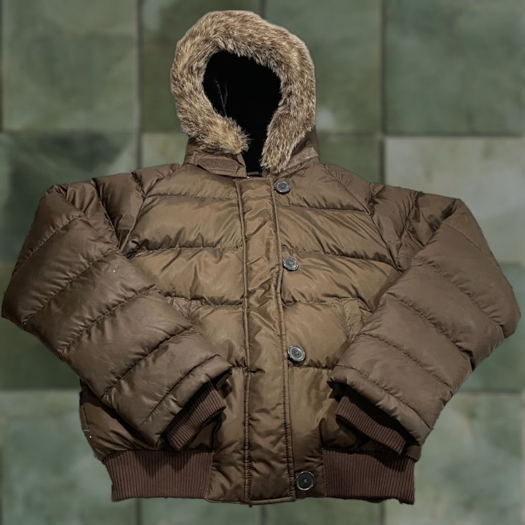 Polo Ralph Lauren VINTAGE Polo Ralph Lauren Jacket Womens S Brown Down Fill Puffer Fur Hooded Short Softshell Coat Size S / US 4 / IT 40 - 1 Thumbnail