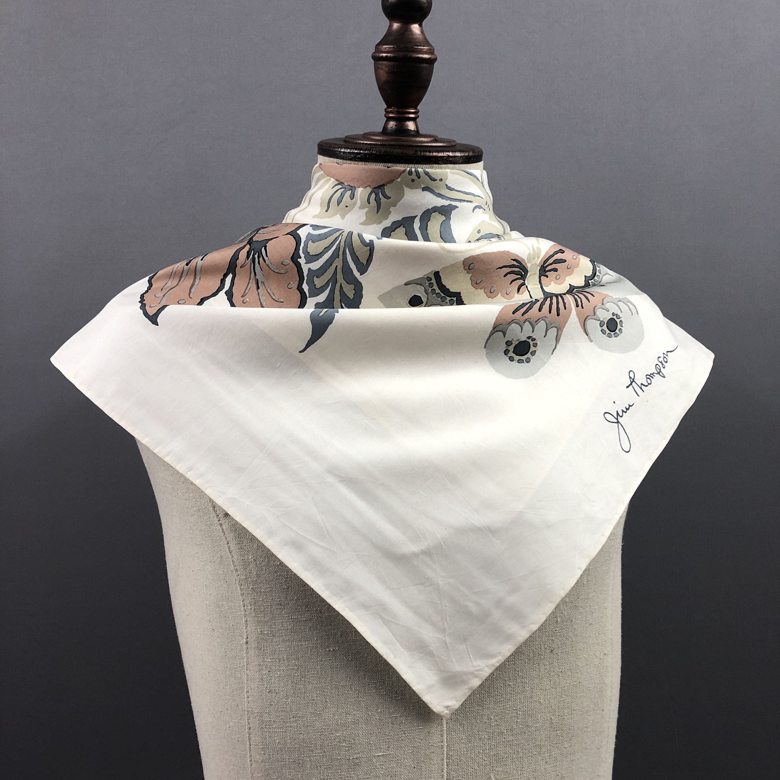 Jim Thompson × Vintage Vintage Jim Thompson SILK Scarf Twill Stole Wraps Scarves Size ONE SIZE - 21 Thumbnail