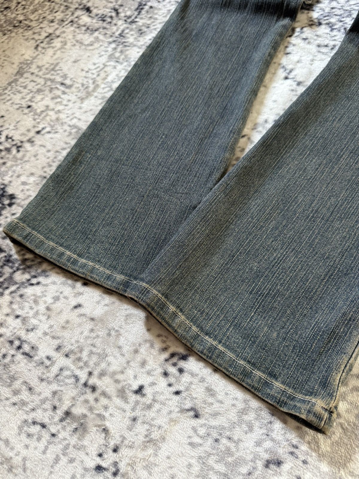Japanese Brand Jouer Aux Echecs Mud Wash Patina Fade Studded Flared Jeans Size US 28 / EU 44 - 15 Thumbnail