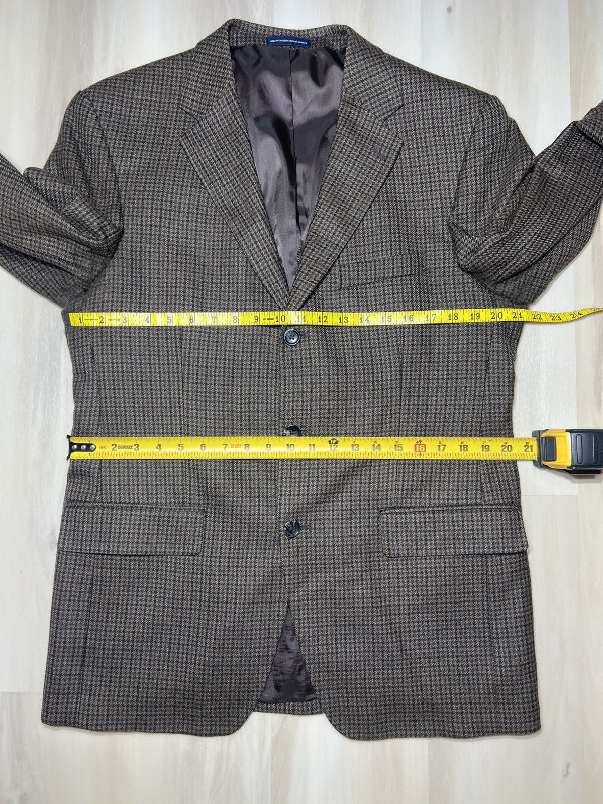 Stafford Stafford Essential Mens 40R Brown Houndstooth 3 Button Size 40R - 4 Thumbnail