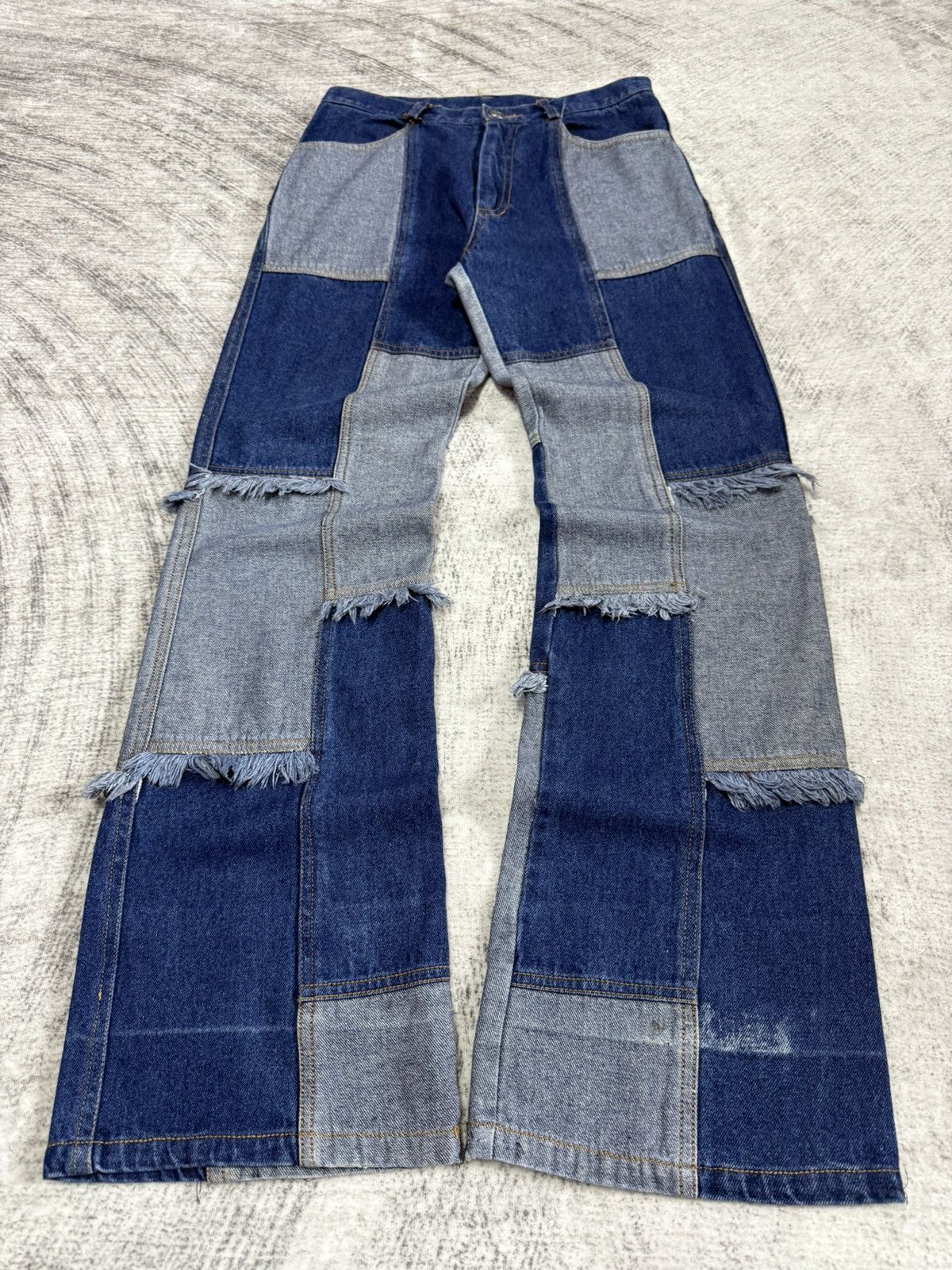 Angel Blue × Hysteric Glamour × Japanese Brand Pop Jelly Japan Penelled Frayed Patch Work Flared Jeans Size US 27 - 1 Thumbnail