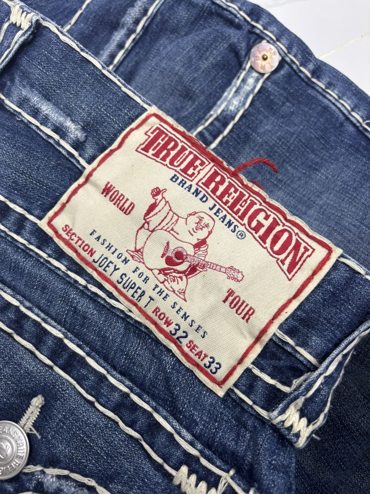 True Religion FLARE JEANS TRUE RELIGION JOEY SUPER T DISTRESSED DENIM JEAN Size US 34 / EU 50 - 10 Thumbnail