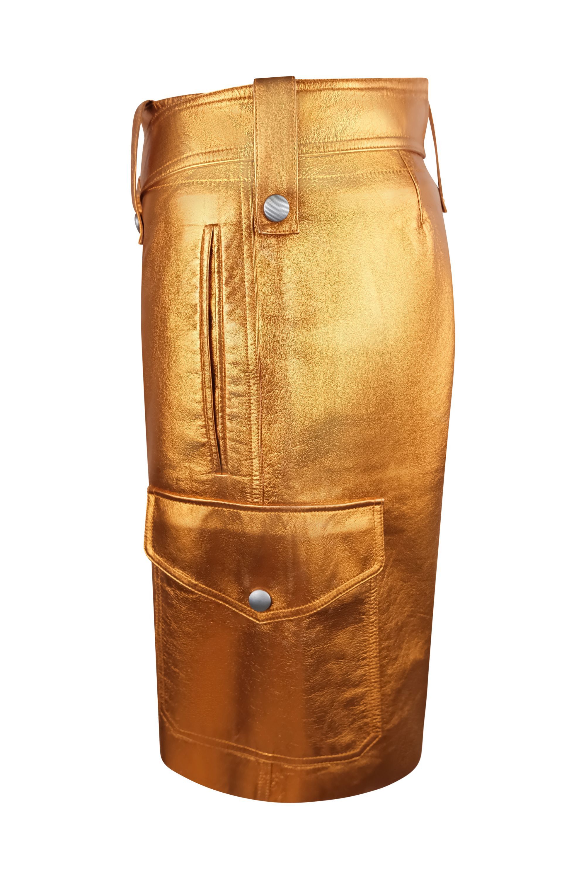 Miu Miu Miu Miu Metallic Lamb Leather Orange Cargo Shorts Size 27" / US 4 / IT 40 - 3 Thumbnail