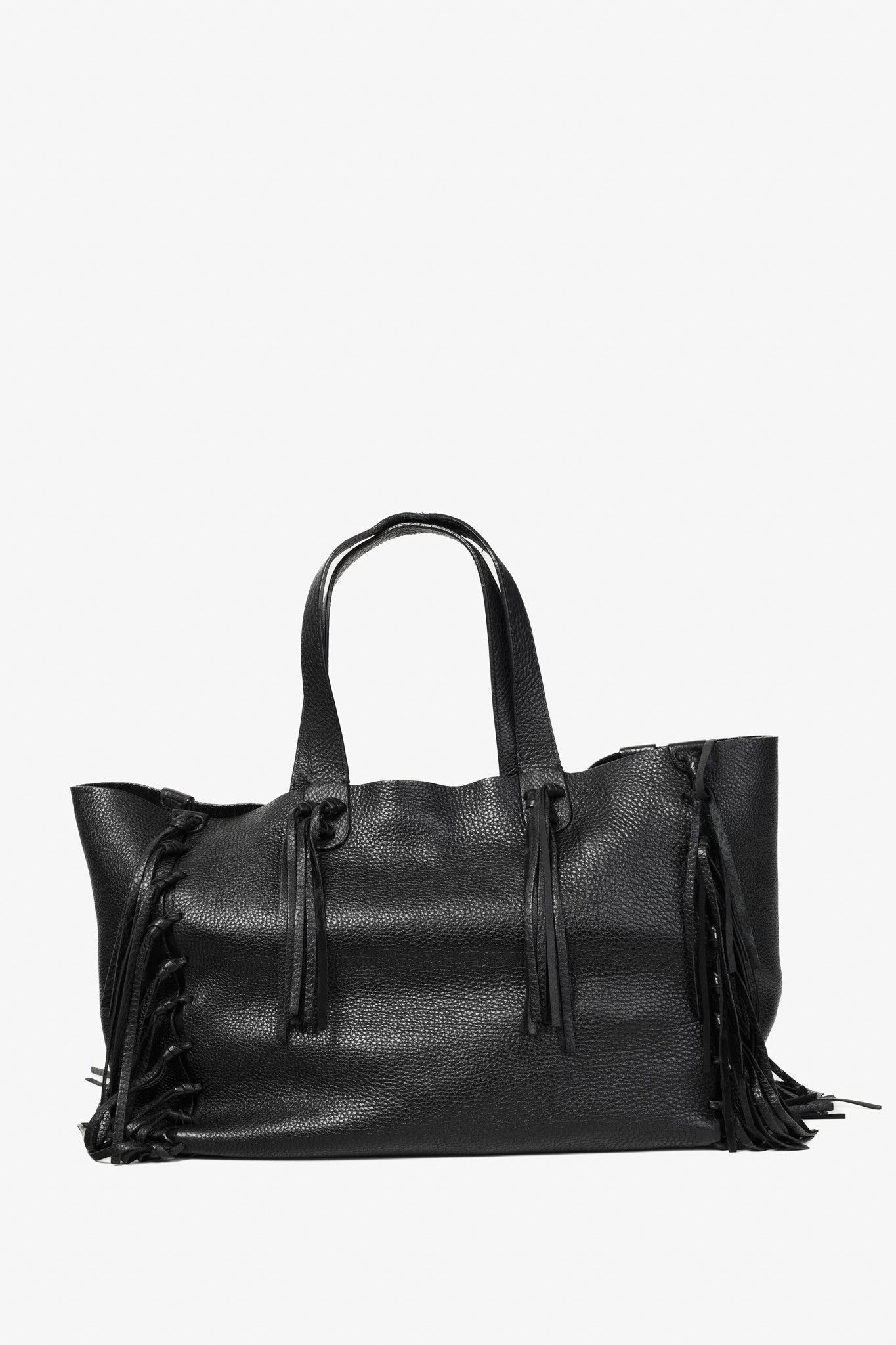 Valentino Valentino Garavani C-Rockee Fringe Tote Bag Black Size ONE SIZE - 1 Thumbnail