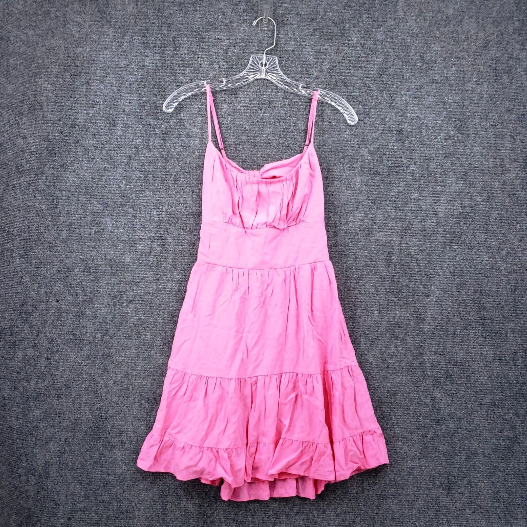 Vintage B. Darlin Dress Juniors 5/6 Pink Midi Sundress Pleated Tiered Cut Out Barbiecore Dress Women Girls Size S / US 4 / IT 40 - 2 Thumbnail