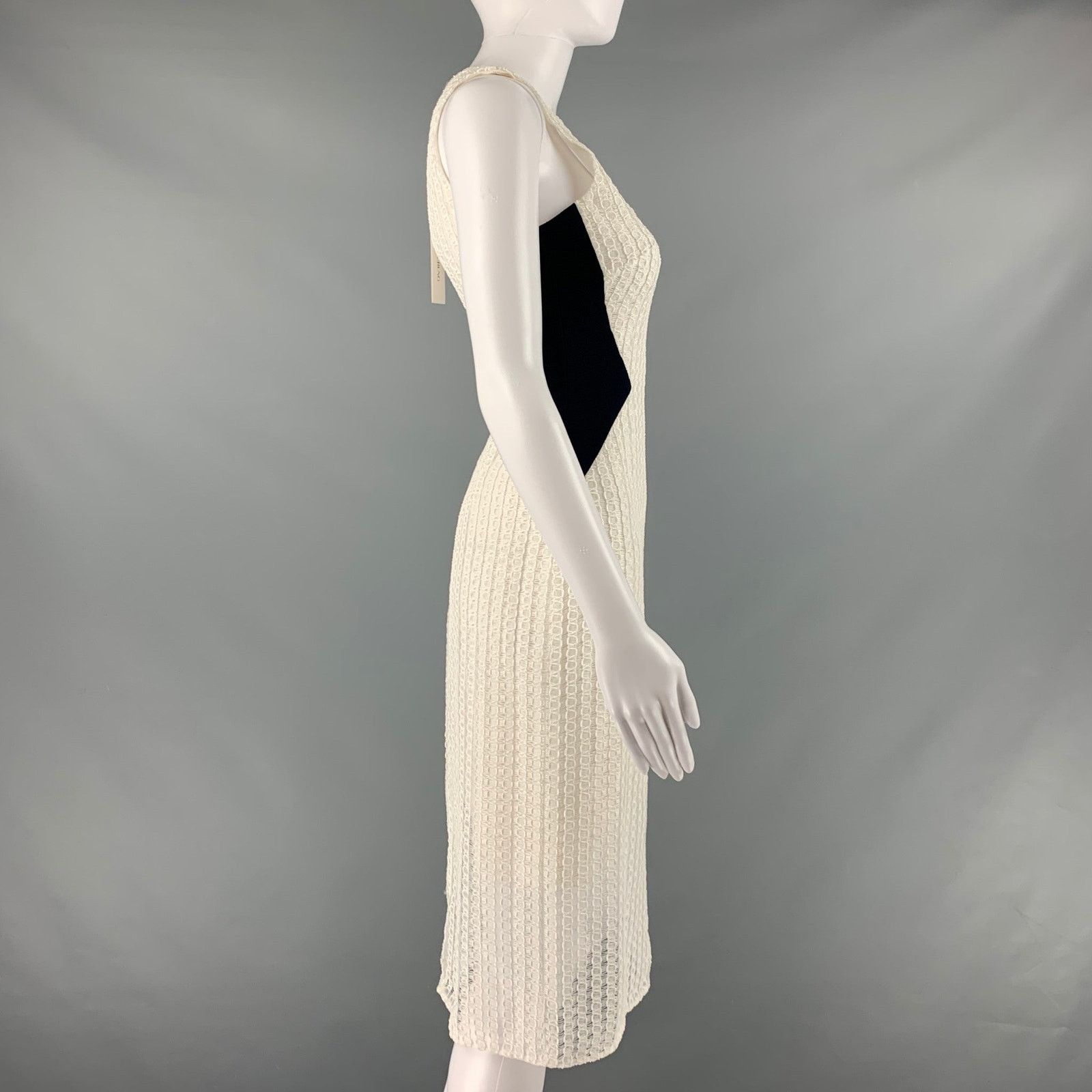 Prabal Gurung PRABAL GURUNG Size 0 White Black Polyester Sheath Midi Dress Size XS / US 0-2 / IT 36-38 - 3 Thumbnail