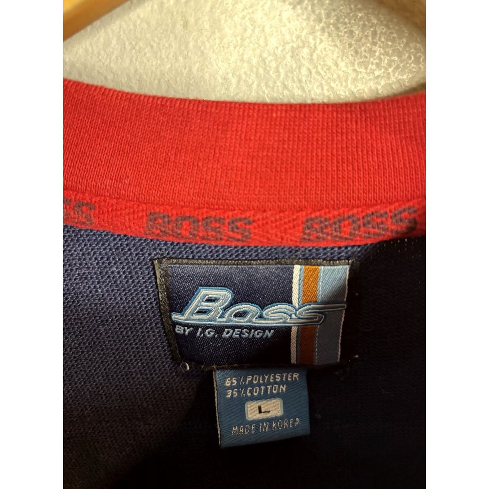 Vintage VINTAGE Boss by IG-Design Shirt Mens Large Blue 89 Jersey V-Neck Long Sleeve Size US L / EU 52-54 / 3 - 4 Thumbnail