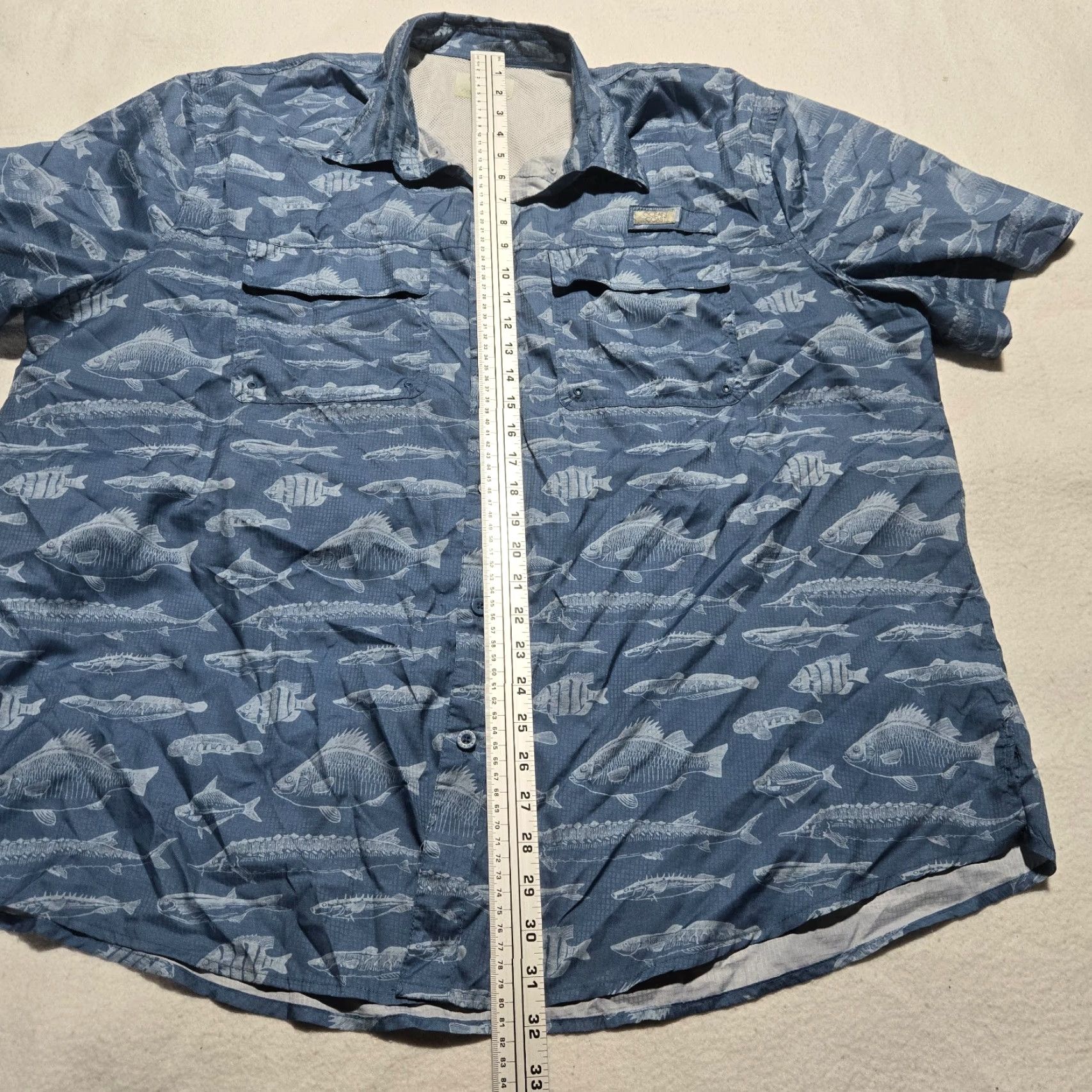 Vintage Ocean & Coast Shirt Adult 2XL Blue Short Sleeve Button-Up Outdoor Pockets Casual Mens Size US XXL / EU 58 / 5 - 6 Thumbnail