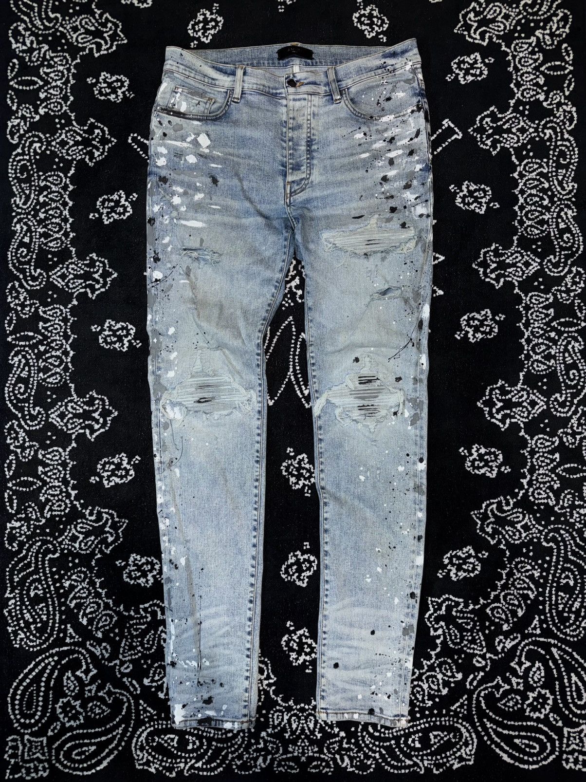 Amiri AMIRI MX1 PAINTED BLUE JEANS Size US 34 / EU 50 - 2 Thumbnail