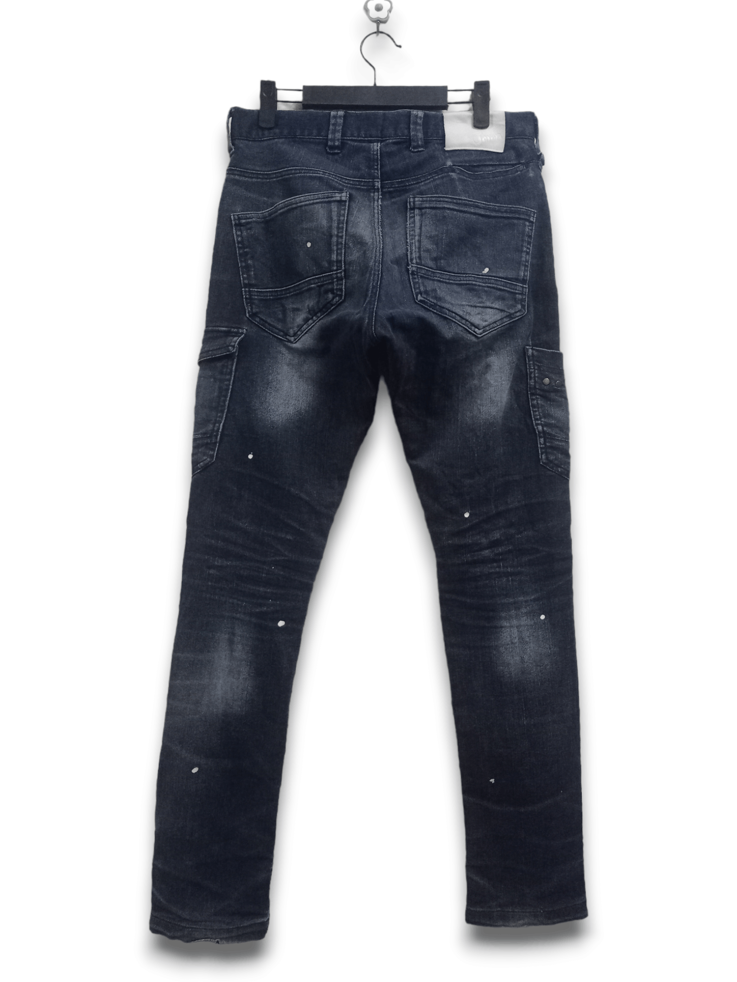 Japanese Brand Vintage Japanese Brand Painted Cargo Denim Pants 31x32 Size US 31 - 2 Thumbnail