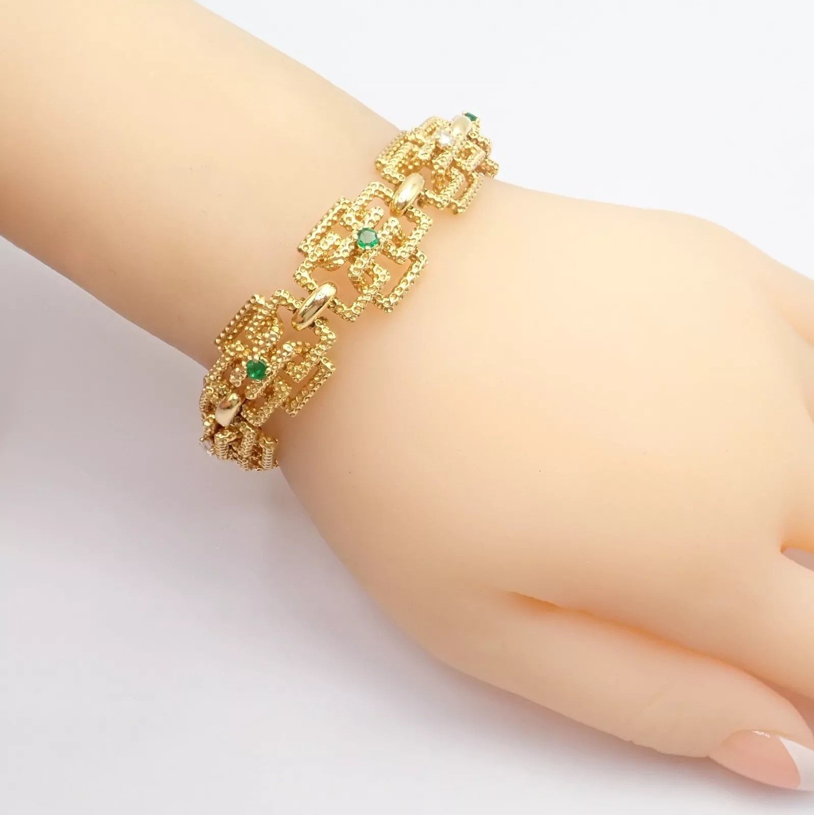 Tiffany & Co. Tiffany & Co France 18k Yellow Gold Diamond Emerald Bracelet Size ONE SIZE - 10 Thumbnail