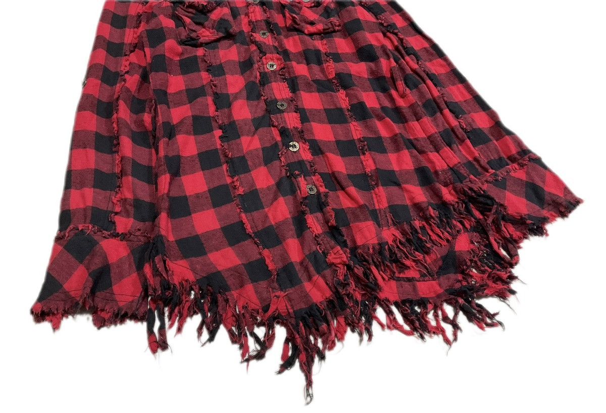 🔥Sick Y2K Edge Line Fringed Frayed Flannel Shirt