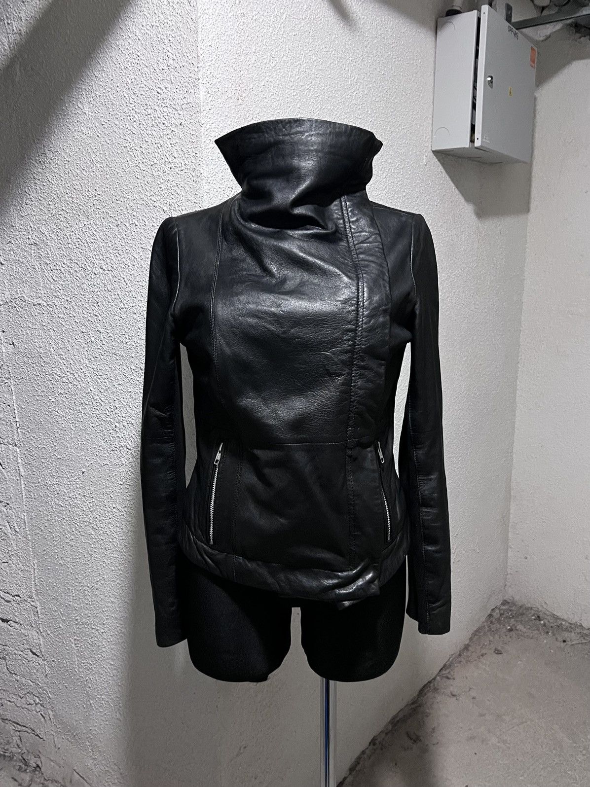 Rick Owens Real Leather Asymmetrical Zip Avant Garde Jacket Size M / US 6-8 / IT 42-44 - 1 Thumbnail