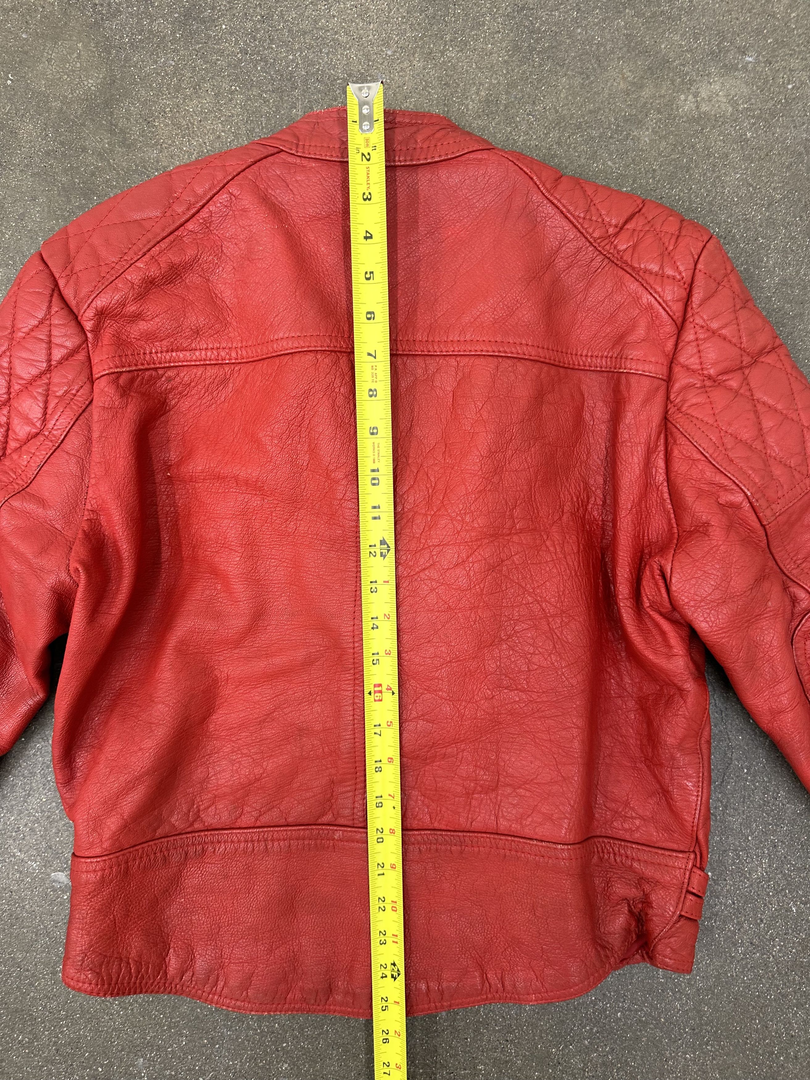 Vintage 80's Made in UK Waddington Red Leather Biker Jacket