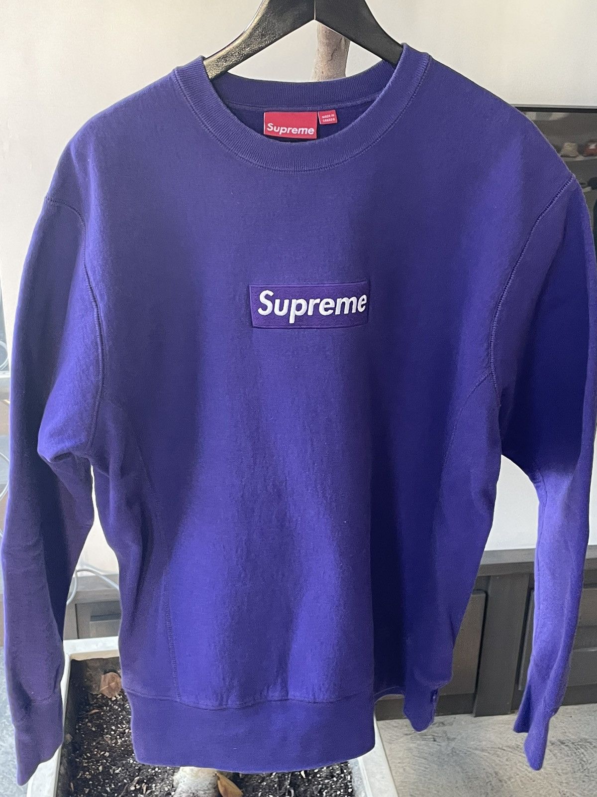 Supreme Supreme Box Logo Crewneck Purple ( 