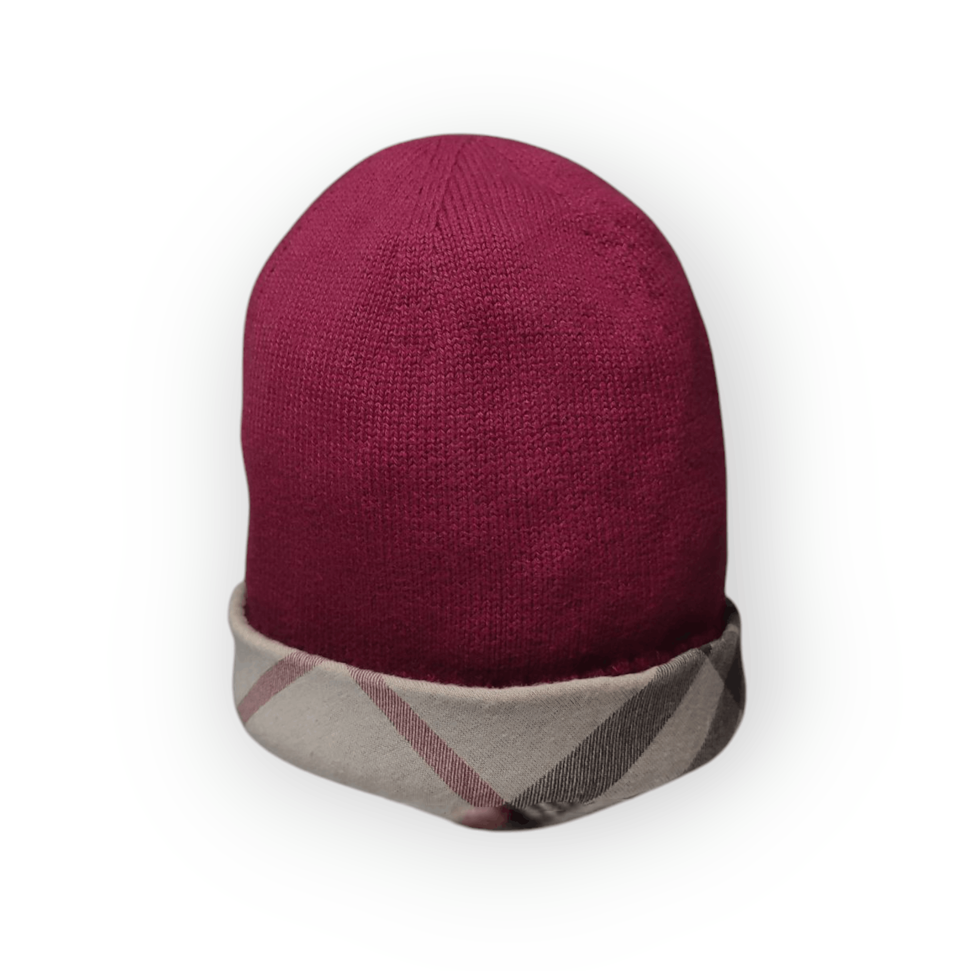 Burberry Burberry Burgundy Nova Check Cuff Beanie Vintage Size ONE SIZE - 1 Thumbnail