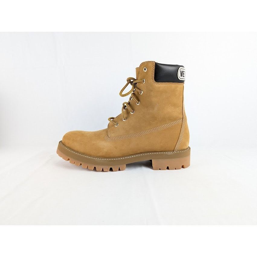 Vetements o1rshd1 Suede Logo Cuff Trucker Boots in Beige Size US 12 / EU 45 - 1 Thumbnail