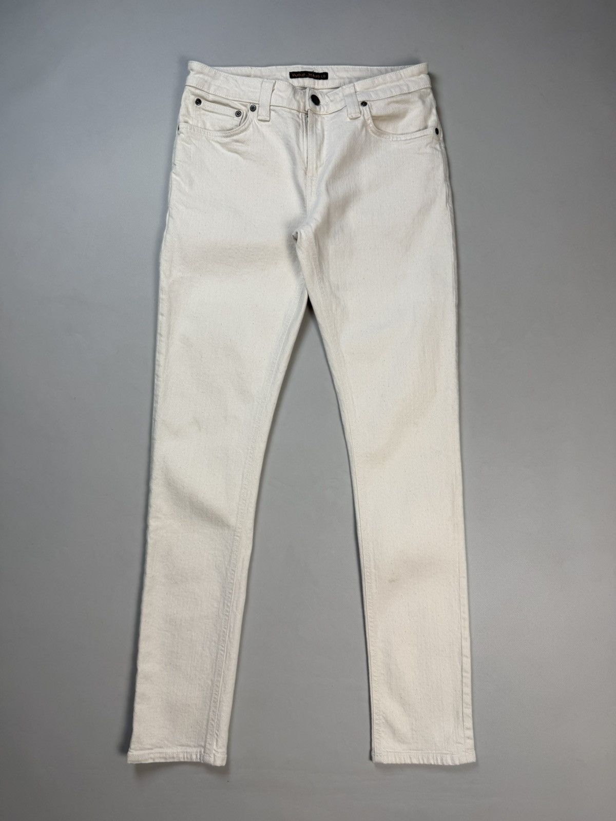 Nudie Jeans Nudie Jeans Co Skinny Lin Ecru Stretch Twill Men’s Jeans Size US 31 - 1 Thumbnail
