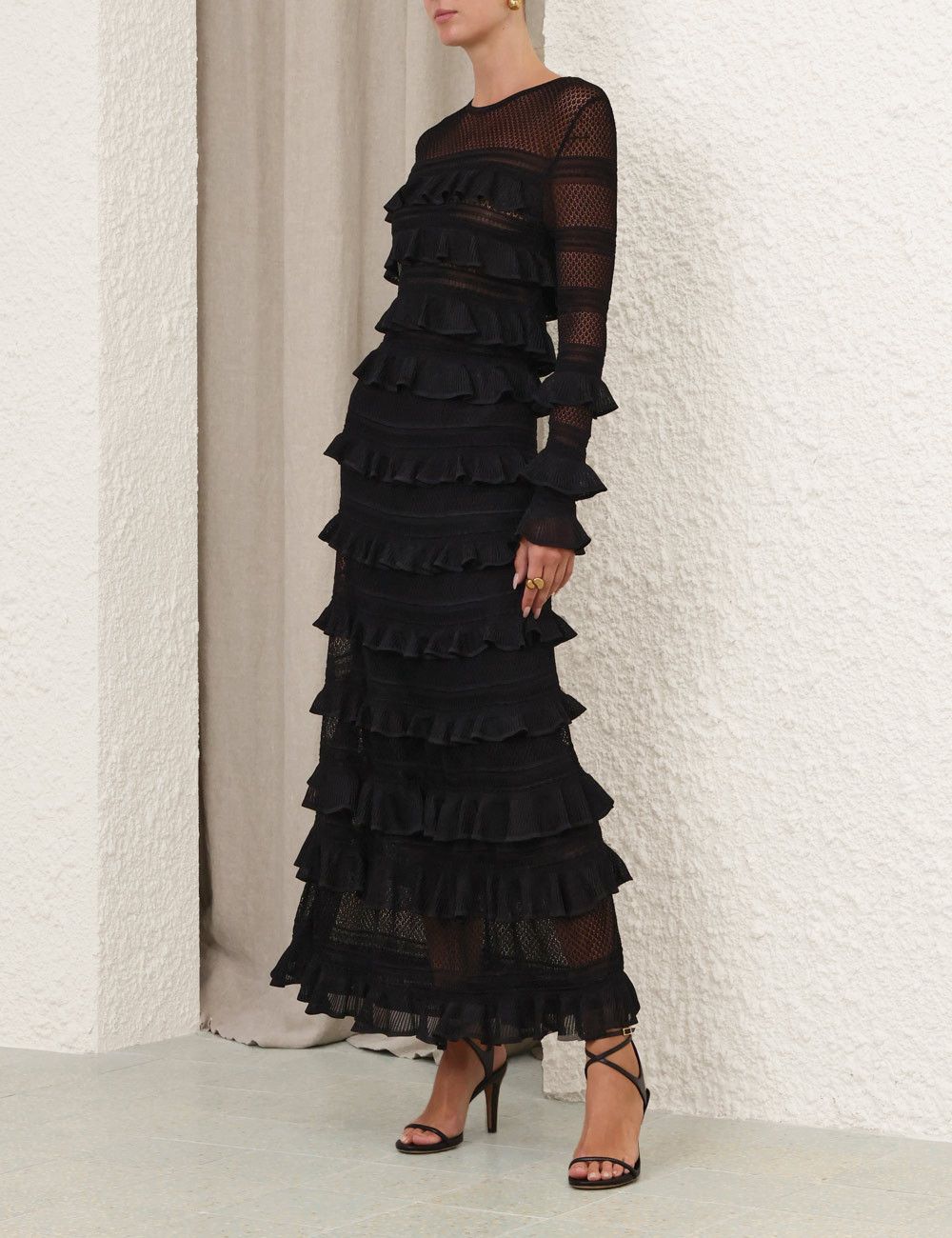 Zimmermann oc11z0526 Luna Lace Frilled Skirt in Black Size 30" / US 8 / IT 44 - 3 Thumbnail