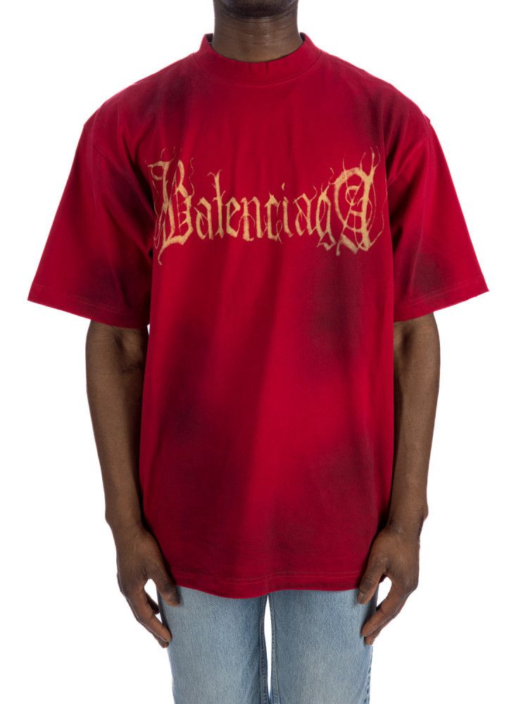 Balenciaga o1mt1gz1024 Heavy Metal Fit T-Shirt in Red Size US M / EU 48-50 / 2 - 1 Thumbnail
