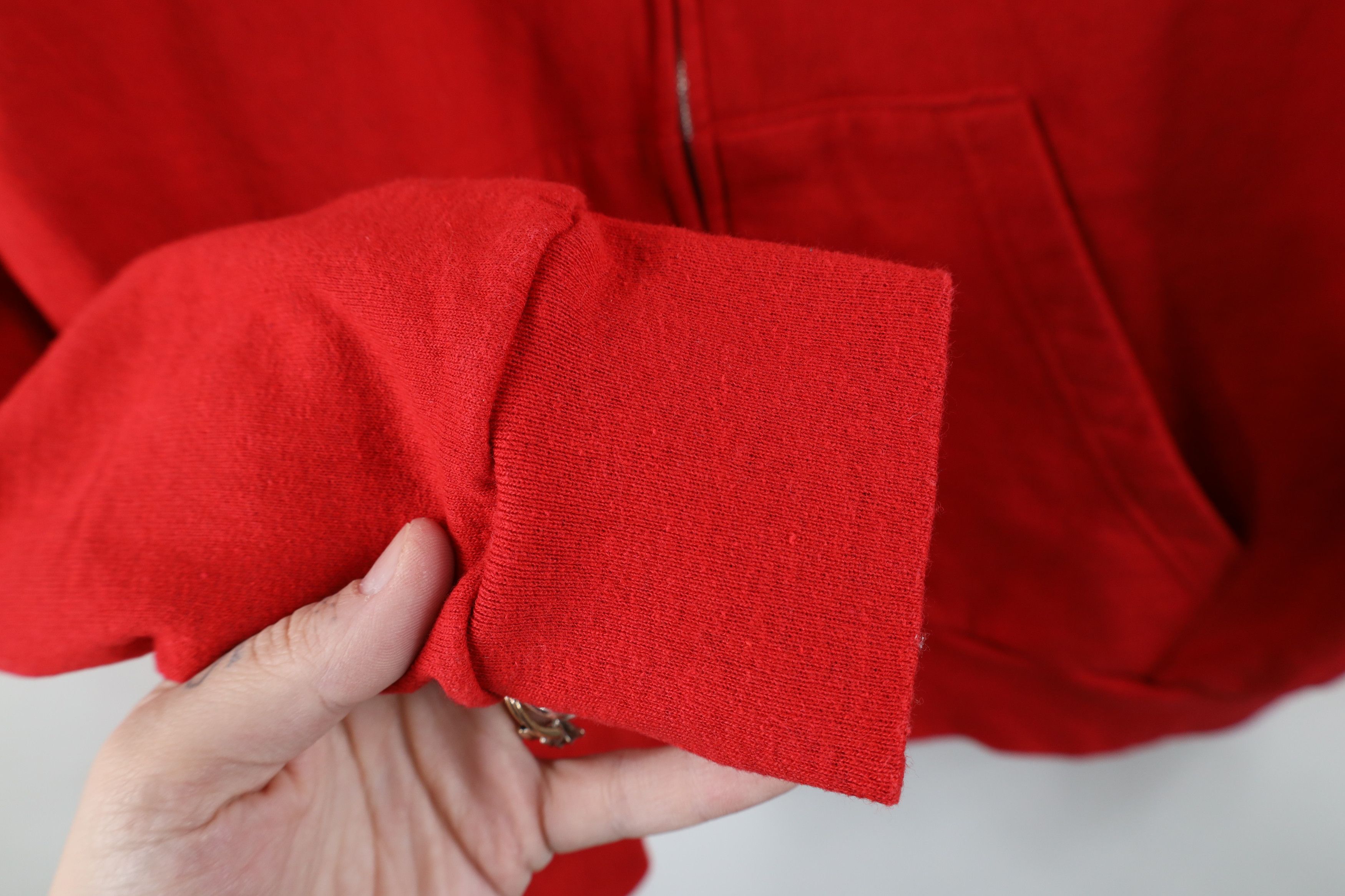 Vintage Vintage 70s Streetwear Full Zip Hoodie Sweatshirt Red USA Size US XL / EU 56 / 4 - 7 Thumbnail