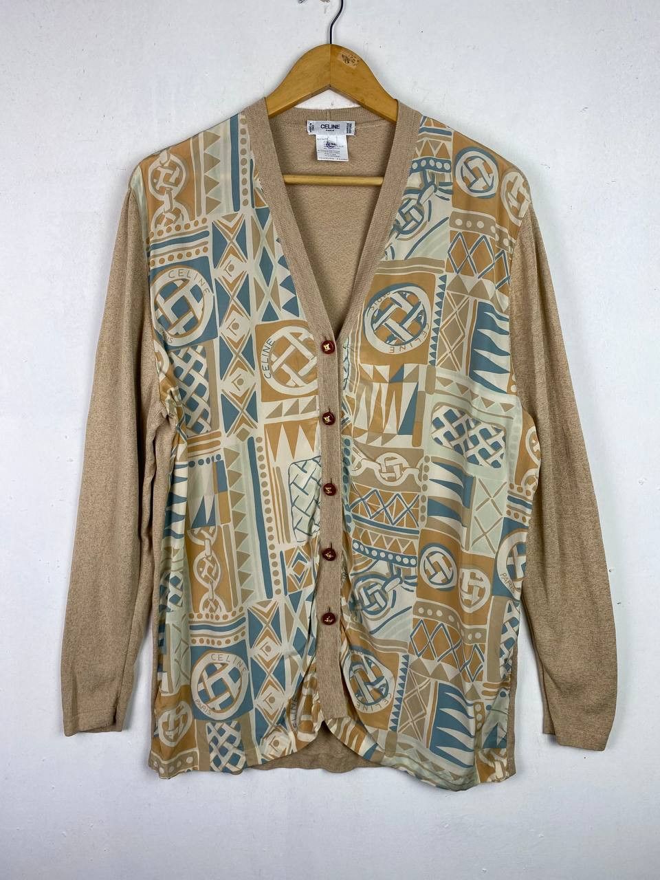 Celine vintage celine rayon cardigan nice design Size L / US 10 / IT 46 - 1 Thumbnail