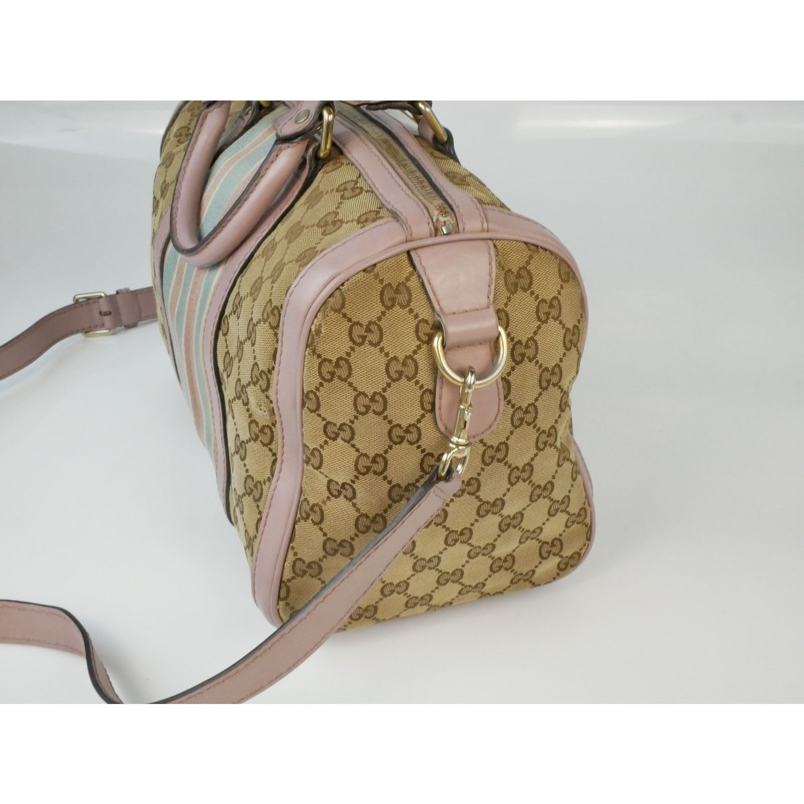 Gucci Gucci Monogram Pink Blue Web Boston Bag Size ONE SIZE - 4 Thumbnail