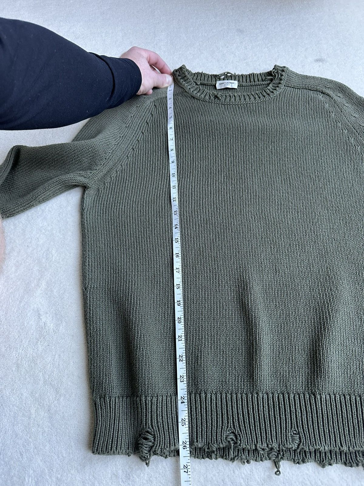 Saint Laurent Paris $990 Saint Laurent Green destroyed knit sweater Size US M / EU 48-50 / 2 - 11 Thumbnail