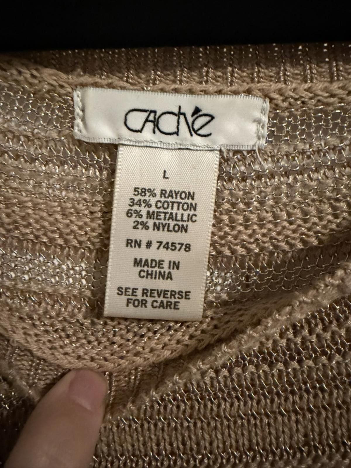 Other Cache Beige Metallic Lightweight Sweater Large Size L / US 10 / IT 46 - 2 Thumbnail