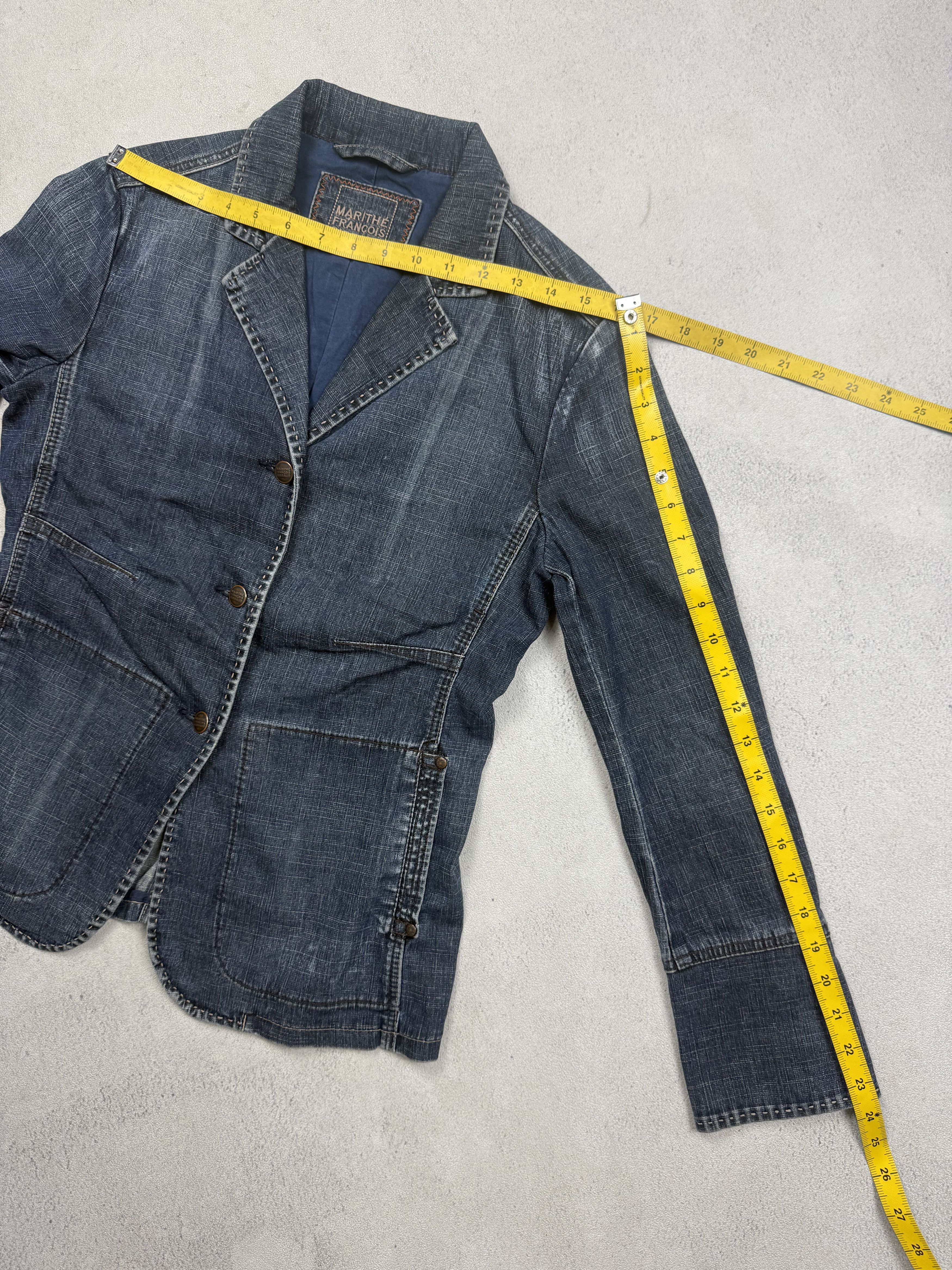 Marithe + Francois Girbaud Vintage Marithe Francois Girbaud Denim Blazer Jacket Size M / US 6-8 / IT 42-44 - 9 Thumbnail