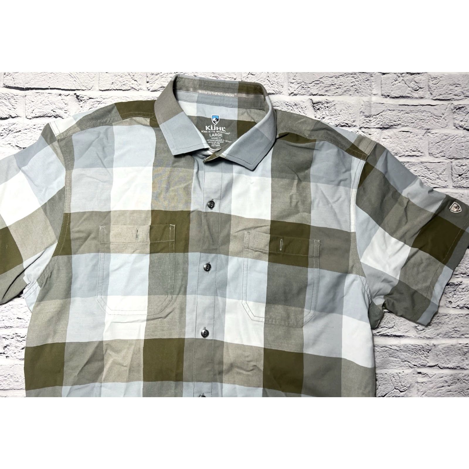 Vintage Kuhl Shirt Mens Blue Plaid Tapered Short Sleeve Button Up M/L Read Size US L / EU 52-54 / 3 - 7 Thumbnail