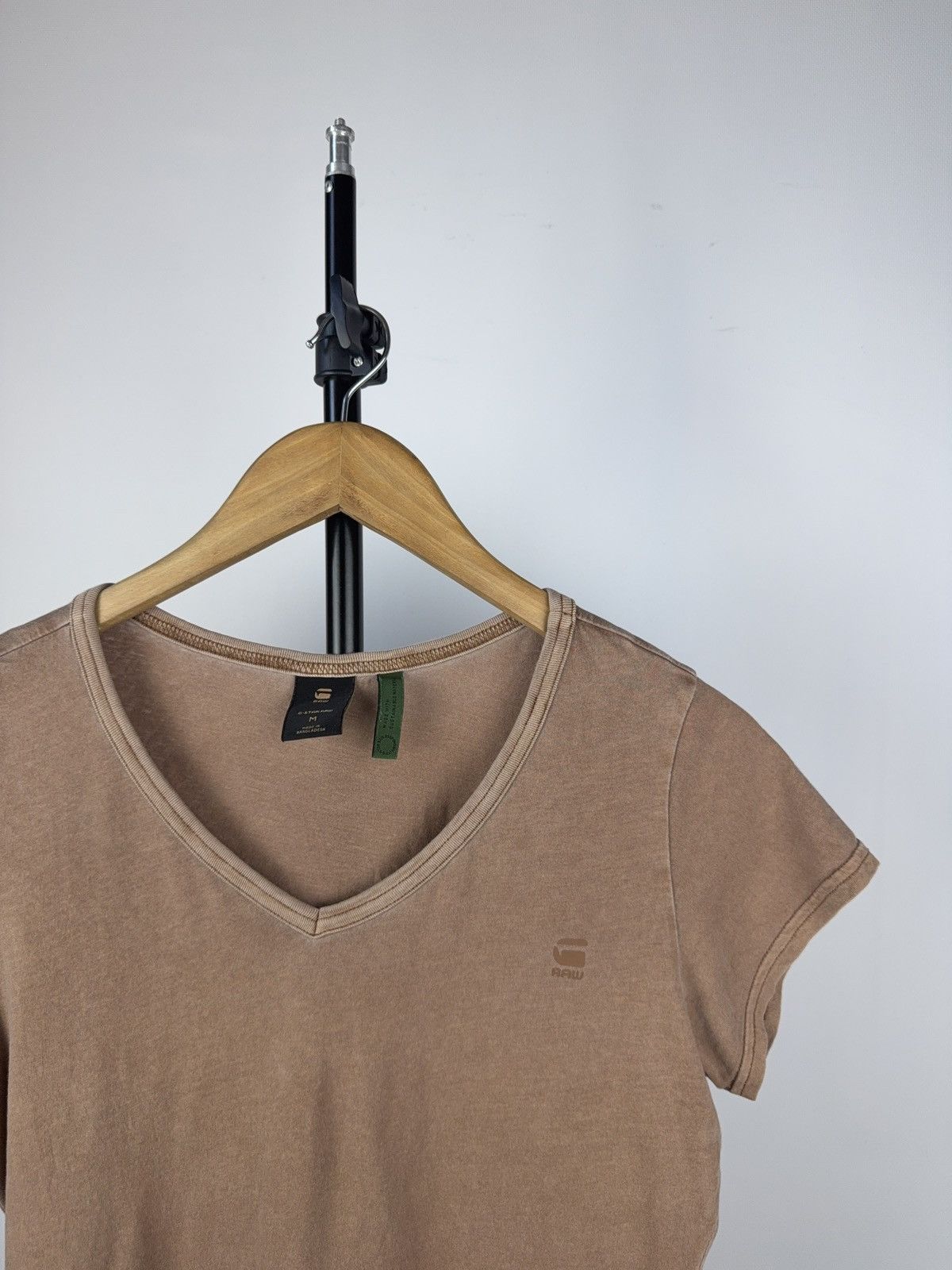 G-Star Vintage Retro Style 00s Faded Brown V-Neck Y2K T Shirt Size M / US 6-8 / IT 42-44 - 2 Thumbnail