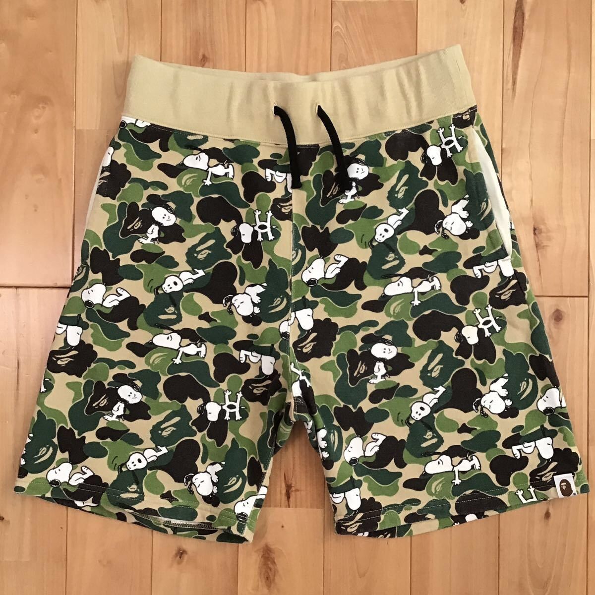 image of Bape × Peanuts Snoopy Abc Camo Sweat Shorts Ape ★Size S in Green Camo, Men's (Size 30)