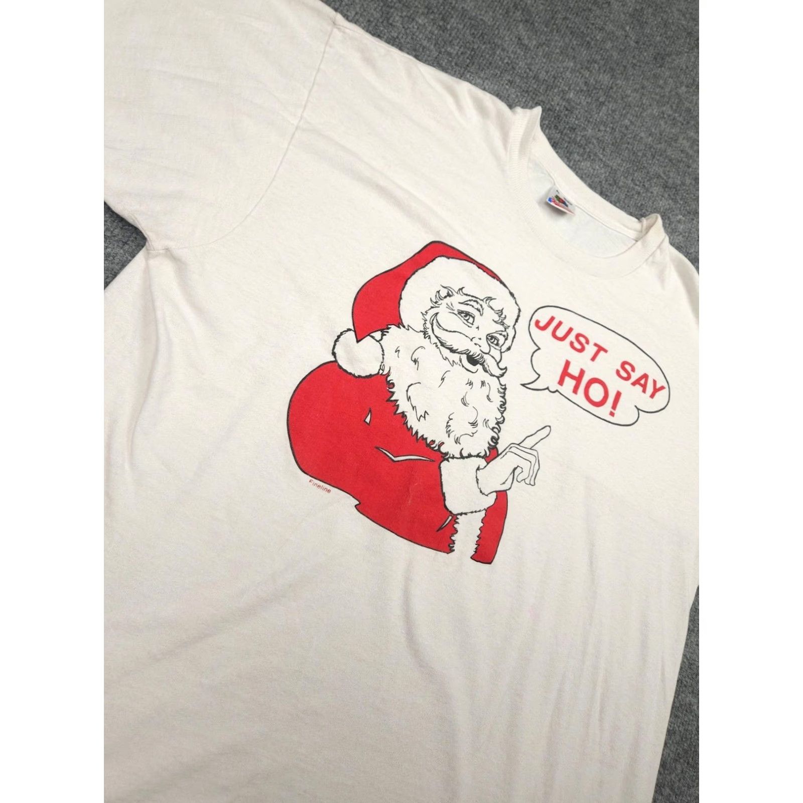 Fruit Of The Loom VINTAGE Fruit of the Loom Santa T Shirt Men's XL White Christmas Graphic Just Say Ho Stains Made USA Size US XL / EU 56 / 4 - 4 Thumbnail
