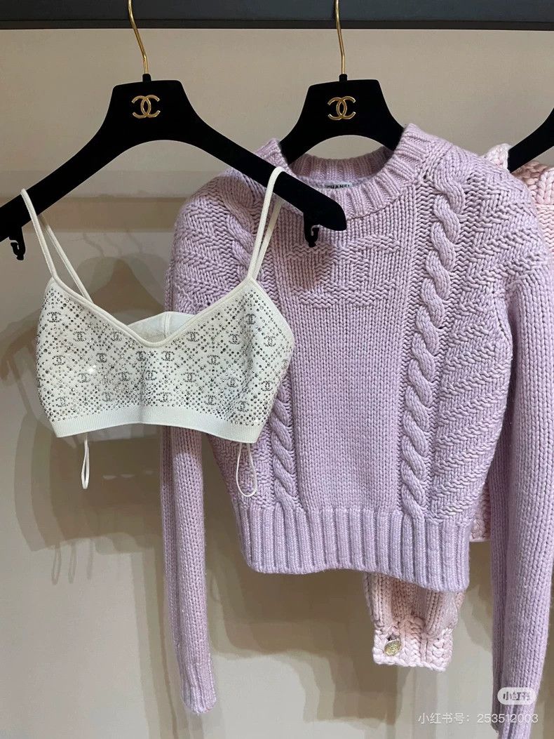 Chanel Chanel 20b taro purple thread knitted round-neck sweater Size XS / US 0-2 / IT 36-38 - 7 Thumbnail