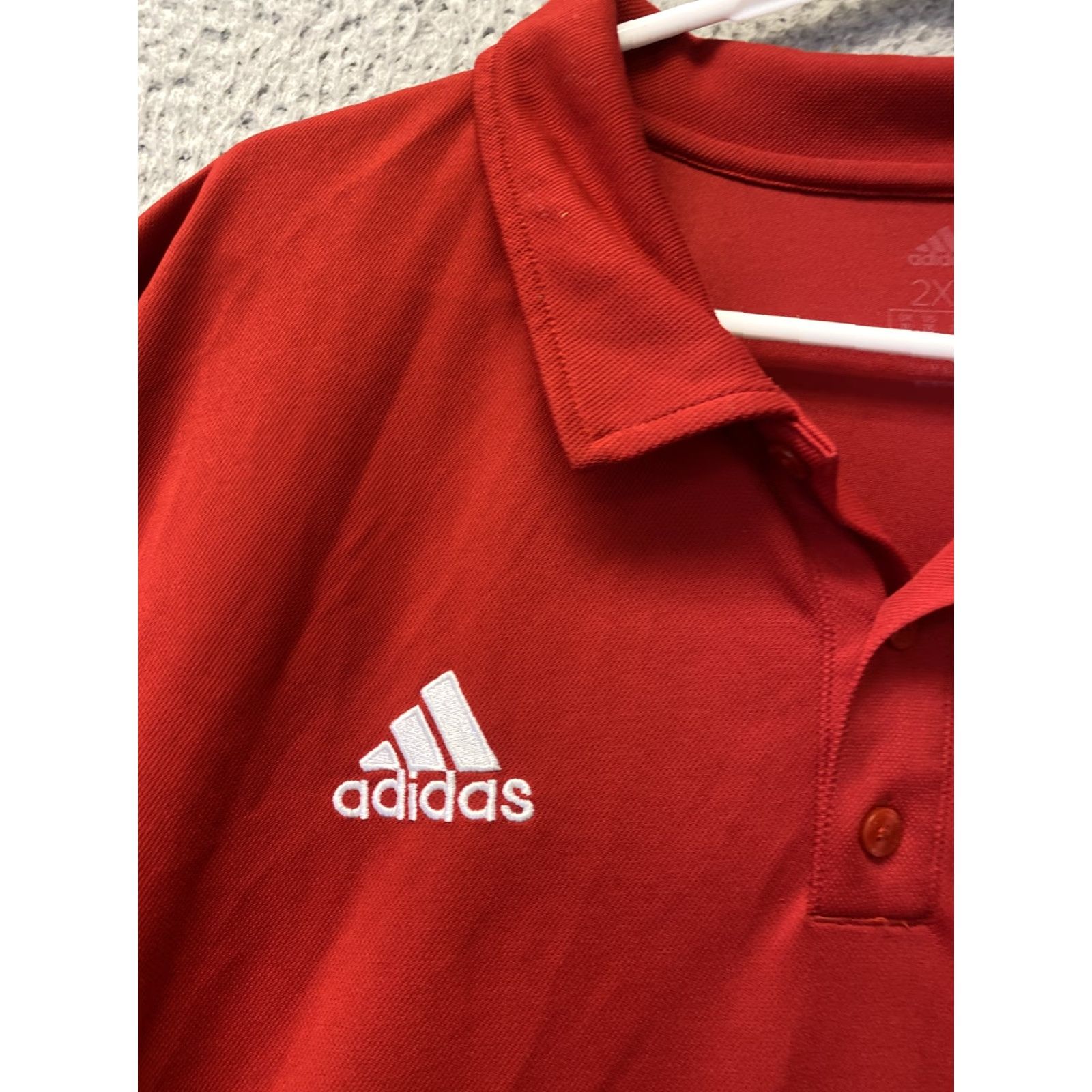 Adidas adidas Golf Polo ClimaCool Short Sleeve Golf Shirt Mens 2XL /111-36 Red Polyester 100% Button Regular Men's Polo Model adidas Climacool Golf Size US XXL / EU 58 / 5 - 2 Thumbnail